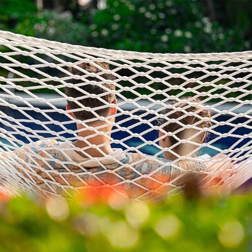 Lazy Daze Hammocks 12FT Double Rope Hammocks, 2 Person Hand Woven Cotton Hammock with Spreader Bar for Outdoor, Indoor, Patio, Poolside, FIT 13-15 Foot Stand, Max 450 Lbs, Natural, 141 x 57 inches