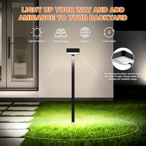 Solar Pathway Lights Outdoor,6 Pack Bright Modern Solar Lights Waterproof with 2 Modes(Cold/Warm White) for Walkway,Yard,Driveway,Garden,Patio