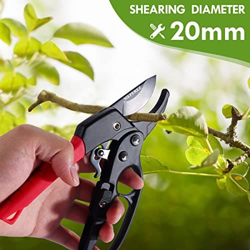 Germany Pruning Shears, Arthritis Weak Hand Snips, Work 3 Times Easier, 1-Inch Cut Capacity Garden Clippers, Ergonomic handle, Rust resistant, high strength steel, Sharp