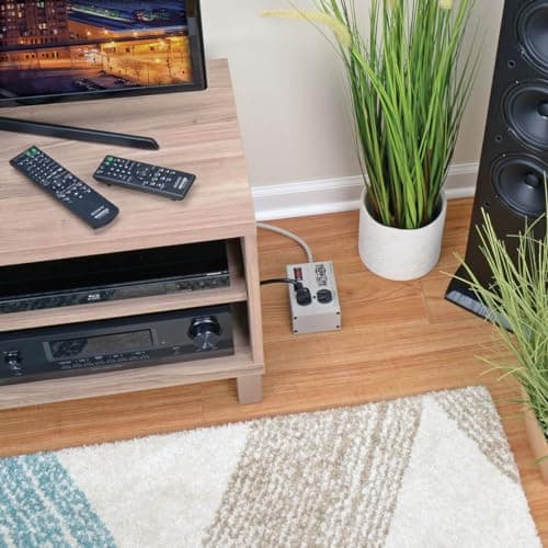 Tripp Lite IBAR2-6D Isobar 2 Outlet Surge Protector Power Strip, 6ft Cord, Right-Angle Plug, Metal, Lifetime Limited Warranty & Dollar 25,000 Insurance