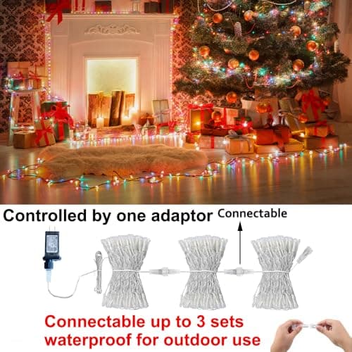 Obrecis Color Changing String Lights, 200 LED 34 Colors Colorful Christmas Lights Multicolor Plug in Waterproof Twinkle Lights Connectable for Indoor Outdoor Room Party Valentine's Wedding Decor 66 ft