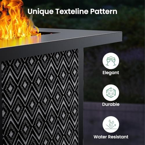 Ciays Propane Fire Pit, 28” Gas Fire Pit with Texteline Pattern, 50,000 BTU Steel Firepit for Patio, Garden, & Backyard, 2-in-1 Firepit with Removable Lid, CSA-Certified, Black