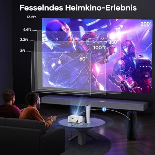 Portable Outdoor Projector, [Electric Focus] Mini Projector With WiFi and Bluetooth Native 1080P 300 ANSI, Max 200" Display Mirroring Screen With Android/IOS/Windows for Gaming Home Cinema