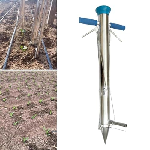 Long Handheld Bulb Planter Sod Plugger Multipurpose Seedling Transplanter, Double Handle