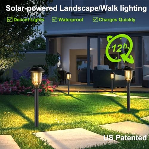 10 Pack Solar Pathway Lights Outdoor Waterproof, Dusk to Dawn Auto On/Off LED Garden Lights, Easy Installation Landscape Lighting for Yard Garden Lawn Driveway