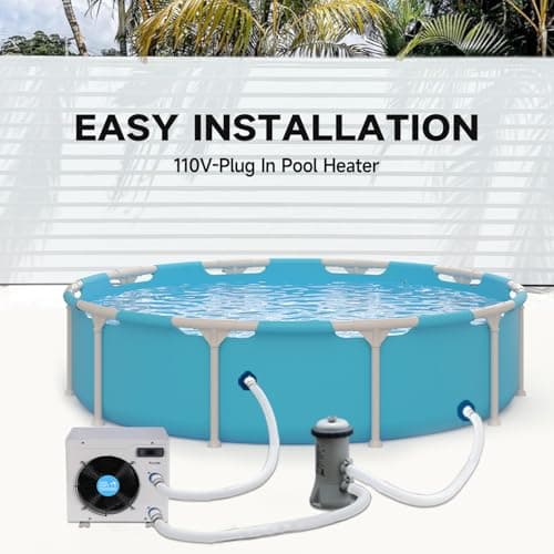 11000BTU Above Ground Pool Heater, Electric Swimming Pool Heat Pumps for Pools up to 2000 gallons, Fits 9/11/15 Foot Pool and Spas, 120V/60Hz, PLC30