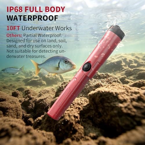 Rechargeable Metal Detector Pinpointer for Adults & Kids, 360° Waterproof Detection Handheld Pin Pointer Wand, Quick One Button Adjustment 3 Sensitivity Levels 6 Modes for Treasure Hunting