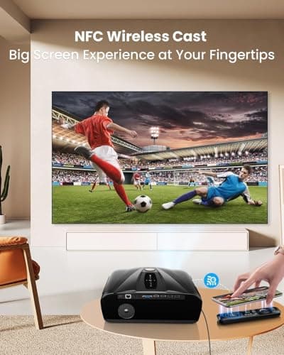 4K UHD Daylight Karaoke Projectors 1800 ANSI Movie Projector Built-in WiFi Bluetooth, 300″Display, 38W Speaker, Auto Focus & Keystone, Android TV NFC Screen Sharing Outdoor Home Theater Proyector