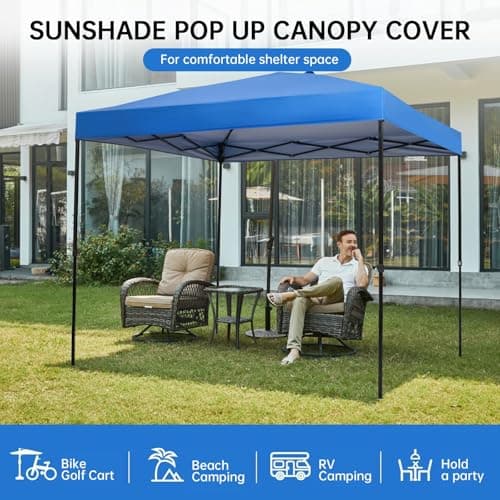 10x10FT Replacement Canopy Cover Top,Oxford Cloth Material UV Resistant Waterproof Canopy Tent Cover for Garden Patio Picnic (TOP ONLY)-Blue