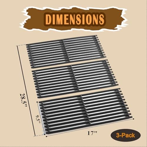 SafBbcue 17 in Cooking Grates Replacement Parts for Charbroil Tru Infrared Grill 463242715, 463242716, 463276016, 466242715, 466242815, Lowes 606682, 639322 Gas Grill, Cast Iron Cooking Grids, 3 Pack