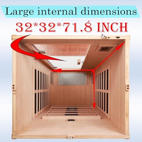 Ceramic 1 Person Infrared Sauna Far Infrared Saunas for Home Hemlock Wood Indoor Sauna Room 2 in 1 Sauna with Low EMF Heaters + Ceramic Heating Cube-Chromotherapy-Bluetooth Speaker