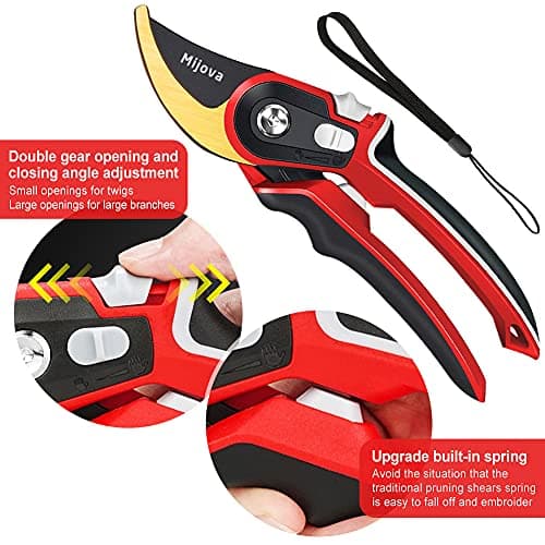 Garden Pruners, Heavy Duty Garden Clippers, Pruning Shears with Adjustable Thumb Lock, Hand Gardening Tools Pruners, High Carbon Steel Sharp Gardening Scissors