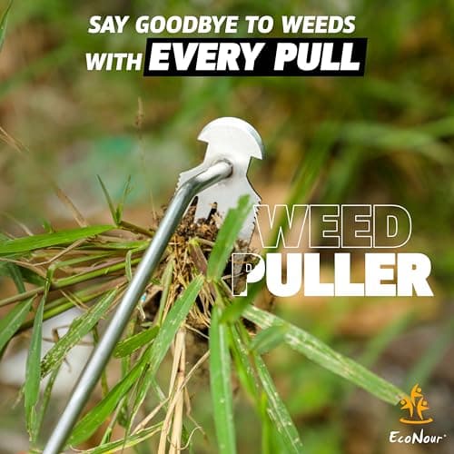 EcoNour Weed Puller Tool | Stainless Steel Weeder with Silicon Handle | Durable Weeding Remover Tool | Manual Weeder for Gardening | Effortless for Uprooting Weeds and Backyard Farm Planting