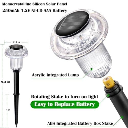 Solar Lights Outdoor Pathway Lights 8 Pack LED Waterproof Color Changing Mushroom for Garden Landscape Path Lawn Yard Decor