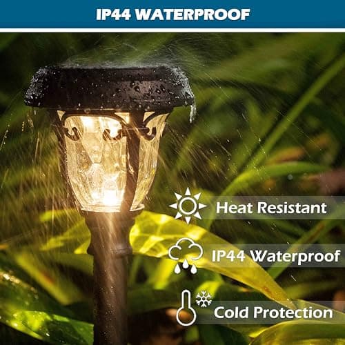 LeiDrail Solar Lights Outdoor Pathway, 6 Pack LED Glass Metal Solar Garden Lights with 2 Modes, Garden Decor for Yard Patio Landscape Walkway