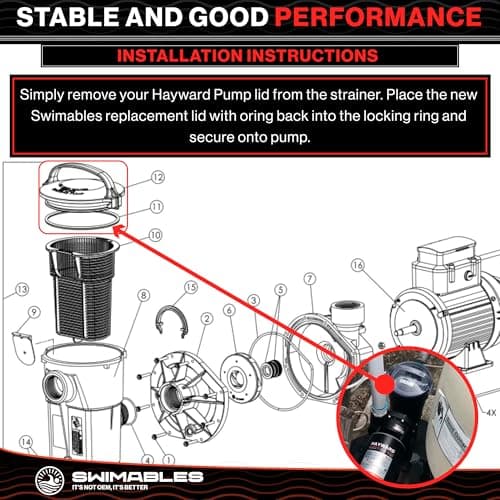 Swimables Pump Lid and Lid Oring Compatible with Hayward Powerflo SPX1500D2A | Pro Grade Pump Lid Made to Work with Hayward Pump Parts | Excellent Hayward Pump Lid Replacement | Oring Included