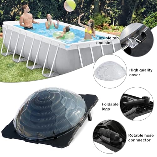 VINGLI Solar Pool Heater Above Ground Domed Solar Powered Swimming Pool Heater Contour Pool Heating Coil (1 Pack)