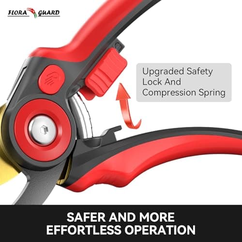 FLORA GUARD Bypass Pruning Shears, Garden Shears Heavy Duty Tree Trimmers & Garden Clippers with Ergonomic Handle, Ideal Hand Pruners for Gardening, Shrubs & Branch Cutting.（HC177）