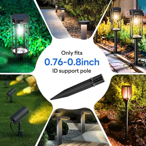 8 Pack Reinforced Ground Stakes, 0.75" x 5.12" Solar Lights Spikes, ABS Plastic Replacement Nails for Pathway Garden Torch Lights