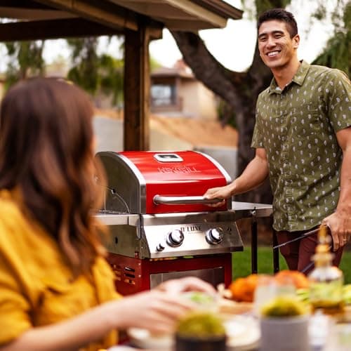 Nexgrill Deluxe 2-Burner Gas Grill with 401 SQ In Grate, 28000 BTUs, Stainless Steel Control Panel & Foldable Side Table, Propane BBQ Grill for Outdoor Cooking, Patios, Backyards and More - 720-0864R