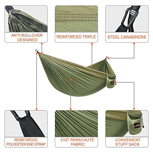 Camping Hammock, Super Lightweight Portable Parachute Hammock with Two Tree Straps Single or Double Nylon Travel Tree Hammocks for Camping Backpacking Hiking