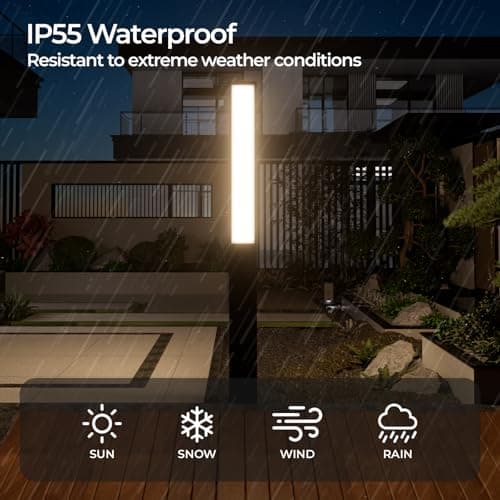SkyGlow Outdoor Landscape Path Light, 71" Waterproof Aluminum LED Lighting, 8W 800LM Curb Appeal Lights, Modern Lawn Lights with for Garden, Pathway, Bollard, Patio, Courtyard, Driveway Decoration