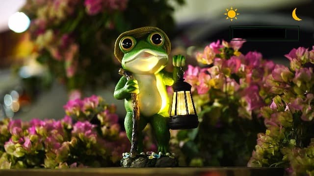 Solar Frog Garden Decor with Lantern Outdoor Statue for Patio Pathway Frog Figurine for Yard Decoration Lawn Ornament Gardening Gifts for Women Mom Grandma