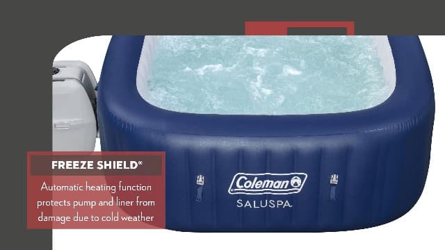 Coleman SaluSpa Atlantis AirJet 4 to 6 Person Inflatable Hot Tub Square Portable Outdoor Spa with 140 Soothing Jets with Cover, Blue