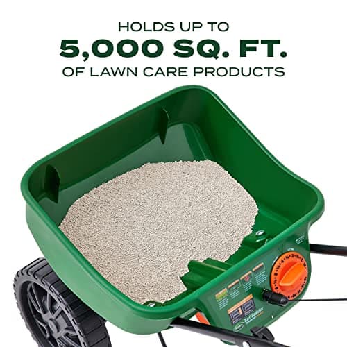 Scotts Turf Builder EdgeGuard Mini Broadcast Spreader for Seed,Fertilizer,Salt,Ice Melt, Holds up to 5,000 sq.ft. Product