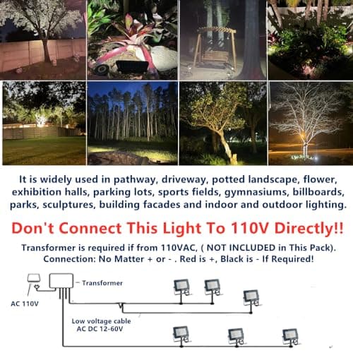 2 Pack 20W Watt Warm White LED Flood Light Outdoor Waterproof IP65, Wall Floodlight Security Landscape Light, Home, Square, Yard, Garage, Street, Pathway, Low Voltage 12V 24V 36V 48V 60V AC DC