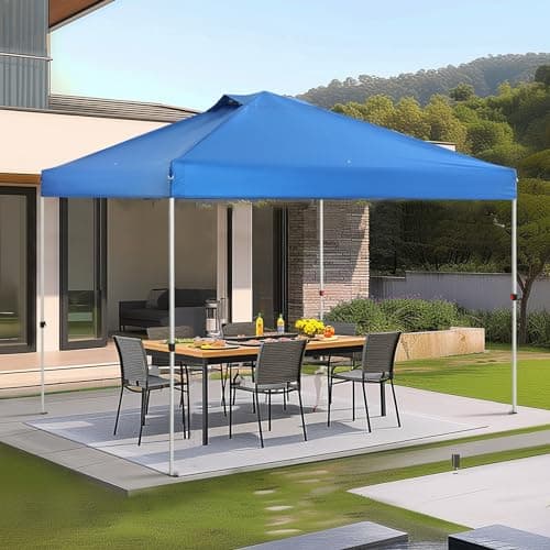 Canopy Tent Pop Up 10x10 ft, Outdoor Patio Portable Commercial Canopies Shelter Heavy Duty Straight Legs with Roller Bag, 8 Stakes, 4 Guy Ropes, UPF50+, Blue, Sophia & William