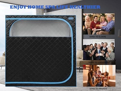 2 Person Infrared Sauna | Full Size Portable Sauna Tent | FAR Infrared Sauna for Home, 1,350watt, Home Saunas with Heating Foot Pad*2, Portable Chair*2, (L56.7 x W31.5 x H59.4, Black)