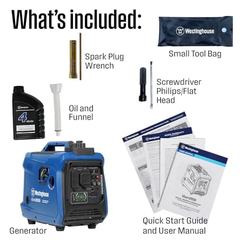 Westinghouse 2550 Peak Watt Super Quiet & Lightweight Portable Inverter Generator, RV Ready 30A Outlet, Gas Powered, Parallel Capable, Long Run Time,Blue