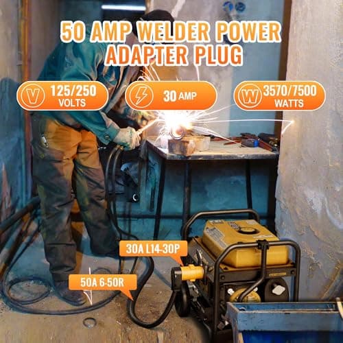MECMO NEMA L14-30P to 6-50R Generator to Welder Adapter Plug, 30 Amp to 50 Amp Twist Locking Generator 4 Prong Male Plug to 3 Prong 240V Welder Outlet for Welder Welding Generator Adaptor Connector