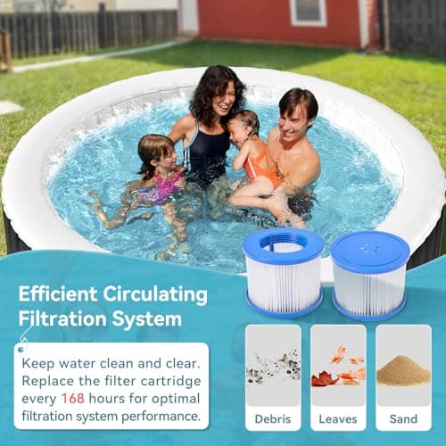 2-4 Person Inflatable Hot Tub, Round Portable Blow up Hot Tub, Leak-Proof PVC Outdoor Spa with 120 Air Jets, Insulated Cover & Heater Pump, 71” X 71” X 25”