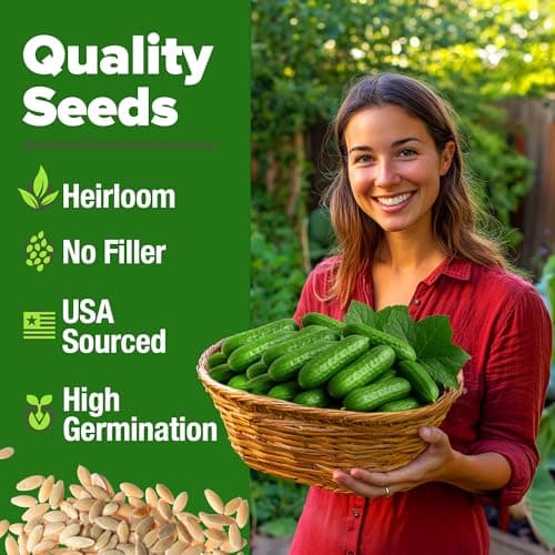 HOME GROWN Persian Cucumber Seeds – 50+ Heirloom Non-GMO, High-Yielding Beit Alpha Variety | Fast Growing, Sweet Tender Skin, Home Vegetable Garden Seeds (Cucumis sativus)