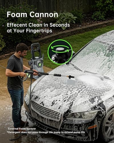 Pressure Washer, 4800PSI 3.0 GPM Max Electric Power Washer with Foam Cannon 48FT Total Long High Pressure Washer for Cars, Fences, Patios, Decks, Patios and Driveway Powerwasher