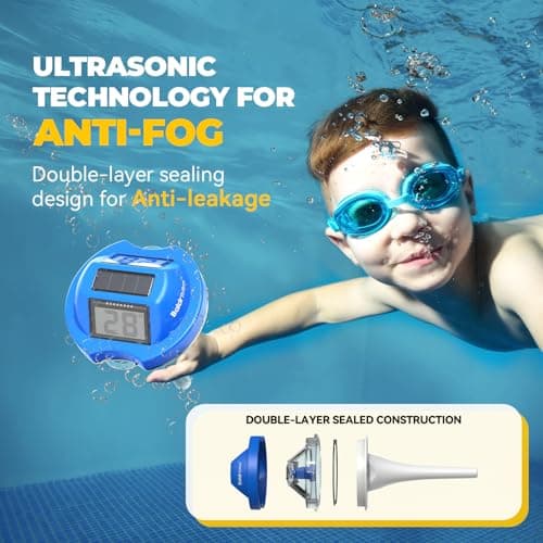 Pool Thermometer Solar Digital Floating, High Precision Large Screen Without Fogging with Double-Sided Display Screen for Swimming Pool, Aquarium, Spa, Hot Spring, Ponds