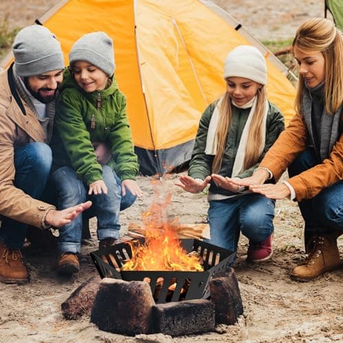24-inch Fire Pit, Outdoor Portable Wood-Burning Fire Pit Log Stove Fireplace for Camping, Backyard, Garden Picnic Patio and Beach. Comes with A Carry Bag