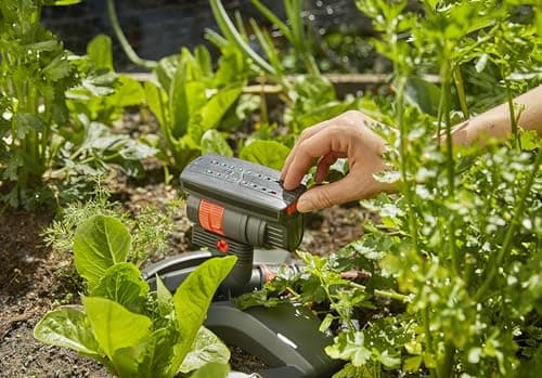 Gardena (18709-81) Up to 2300 sq ft - ZoomMaxx Adjustable Oscillating Sprinkler on Metal Step Spike for Watering Large Area Lawn, Yard and Garden. Quick Connect Included for Ease of Connection.