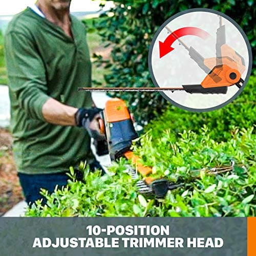 WORX WG252 20V 20" Cordless Hedge Trimmer, Reach Up to 12 Feet, Extended Pole, 180° Rotation Head, PowerShare – Battery & Charger Included