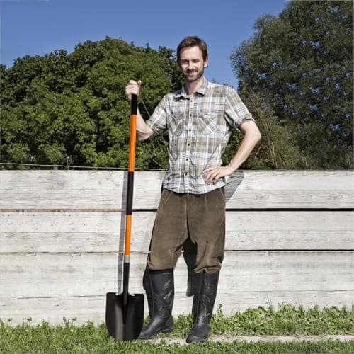 Heavy Duty Gardening Shovel, 56 Inch Round Blade with Fiberglass Handle (Orange)