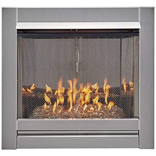 Duluth Forge Ventless Stainless Outdoor Gas Fireplace Insert with Reflective Crystal Glass Media - 24,000 BTU, Manual Control - Model# DF450SS-G