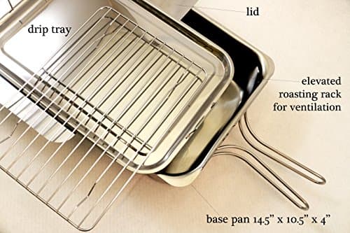 ExcelSteel Stainless Steel Stovetop Smoker, 14 1/2" X 10 1/2" X 4", Silver, Medium