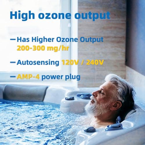 HCD-55 Spa Ozone Generator – Universal Hot Tub & Cold Plunge Ozonator, 200/300 mg/hr Output, Compatible with 120V/240V, Easy-to-Install Kit for Pools & Spas Up to 1500 Gallons