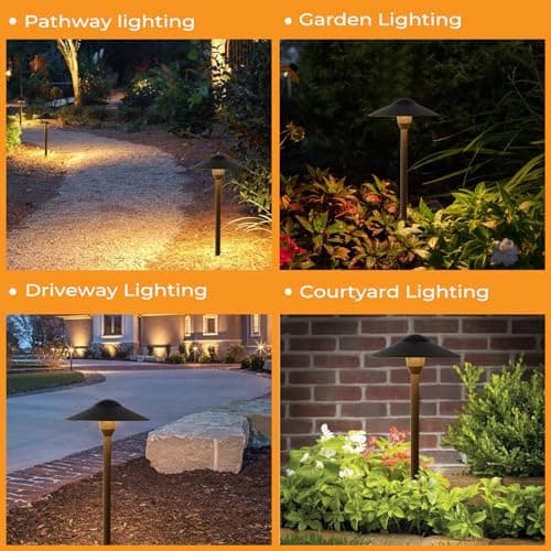 Gardencoin Low Voltage Pathway Lights (8.5'' Shade, 21.5'' Tall)，12V Outdoor LED Landscape Path Lights Wired, Aluminum Pathway Lighting with 3W 2700K Replaceable Bulb for Walkway Garden Yard, 6 Pack