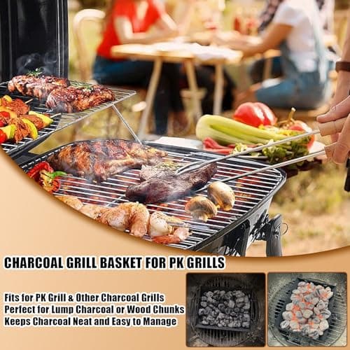 SafBbcue Grill Basket Tray for PK Original and other Charcoal Grills Charcoal Grill Basket Tray for PK Grills BBQ Grill Accessories for PK and Other Charcoal Grills Steel Charcoal Briquette Holder for PK99090