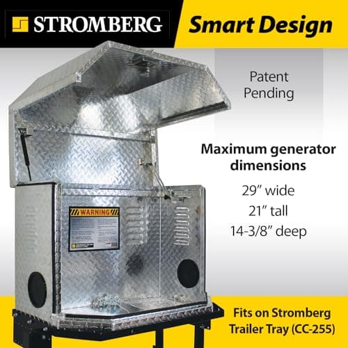 Stromberg Carlson Gen Secure Generator Box - Storage for Your Items - Anti-Theft, Propane Ventilation, and Trailer Ready - Bolts to CC-255 Tray - A-Frame 4” Square Bumper Adapters Coming in 2024