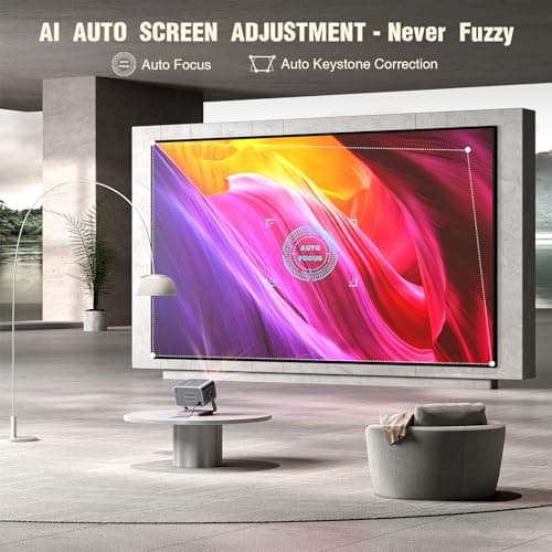 [Netflix Officially & AI Auto Focus] VOPLLS 4K Projector with WiFi and Bluetooth, 3D DoIby Audio & Auto Keystone Video Projector, 1000 ANSI Outdoor Movie Projector, 50% Zoom, MAX 300''Display(Grey)