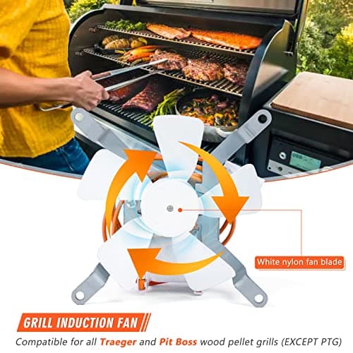 QuliMetal Induction Fan Kit Replacement for Traeger, Pit Boss, Camp Chef, and Sam's Club Pellet Grills – Heavy Duty Combustion Fan for Traeger KIT0019, 110V PA66
